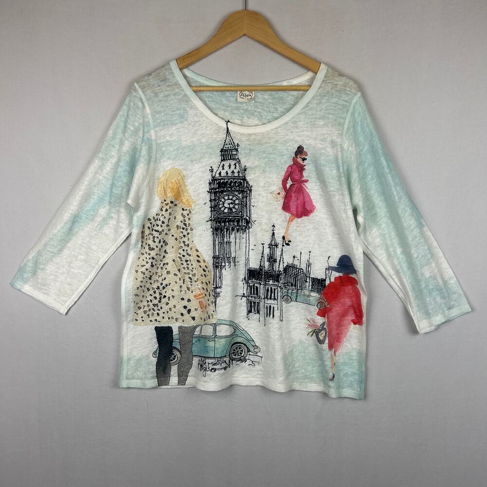 Et'Lois London Big Ben Made in USA Long Sleeve Blouse Women's Size L